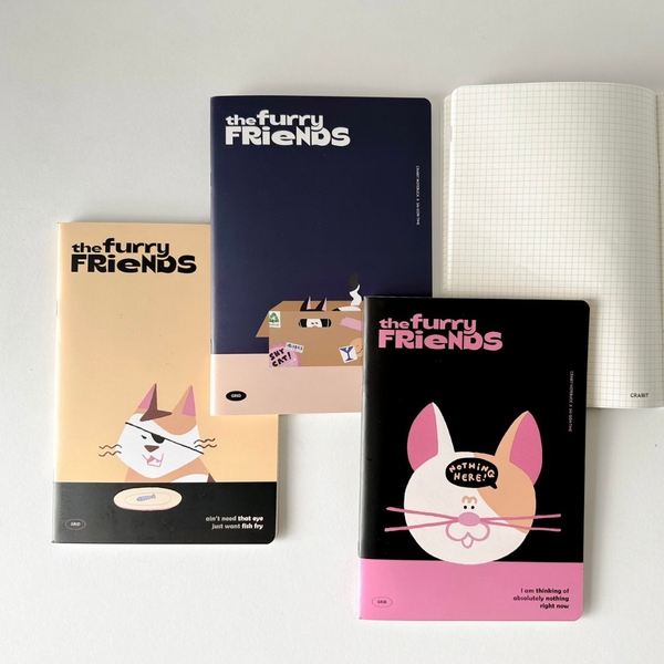 Combo 3 Vở grid caro 120 trang Crabit x SGT - The Furry Friends