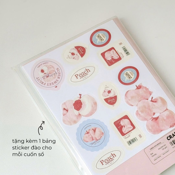 Sổ handy kẻ ngang 130gsm 96 trang Peach Pocket