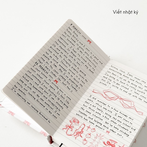 Sổ kẻ ngang handy Ribbon Collection Nơ Hồng Nhỏ