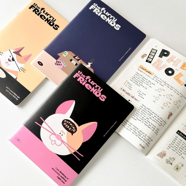 Vở grid caro 120 trang Crabit x SGT - The Furry Friends - Mèo Béo - Xanh đen