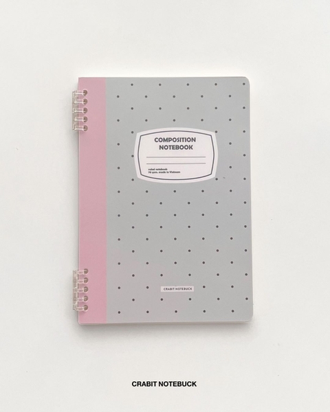 Vở kẻ ngang còng 2 đầu 70gsm 160 trang Chấm bi - Xám