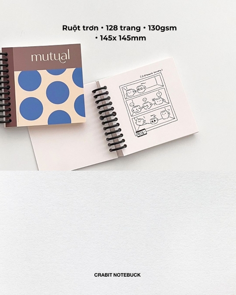 Sổ còng ruột trơn khổ vuông 128 trang 130gsm Chấm bi - Xanh Nâu