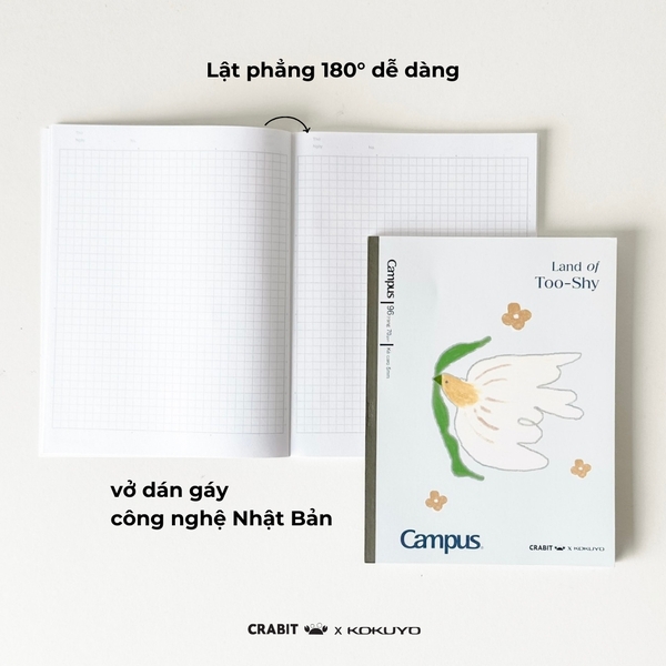 Vở A5 grid 96 trang Bird - Crabit x Kokuyo - Land of Too-Shy