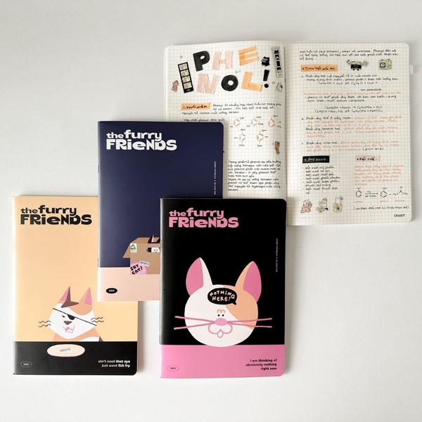 Combo 3 Vở grid caro 120 trang Crabit x SGT - The Furry Friends