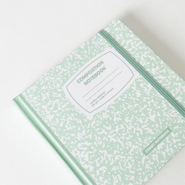 Sổ weekly plan khổ vuông 144 trang 130gsm tặng kèm sticker Composition Collection - Xanh Mint