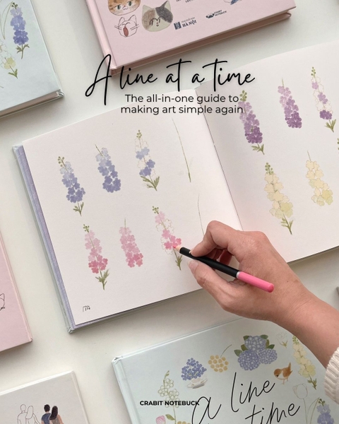 Sổ dạy vẽ A Line At A Time - Flower In Blooms