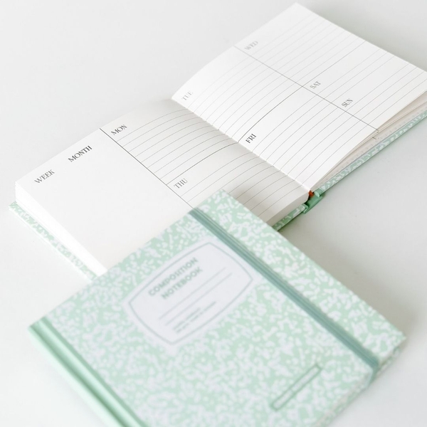 Sổ weekly plan khổ vuông 144 trang 130gsm tặng kèm sticker Composition Collection - Xanh Mint