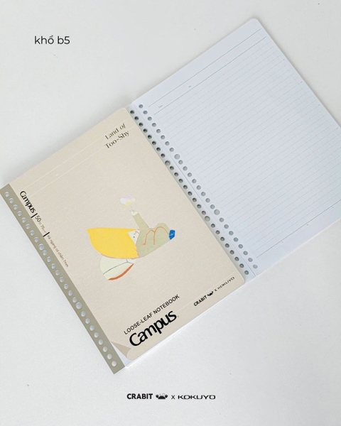 Vở ruột sổ còng kẻ ngang chấm B5 100 trang Crabit x Kokuyo Land of Too-shy 2 - Bananeet Picnic