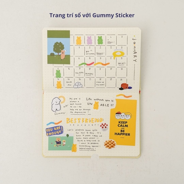 [Tặng kèm sticker] Sổ tay dotgrid bỏ túi Gummy Collection - Worm Xanh đậm