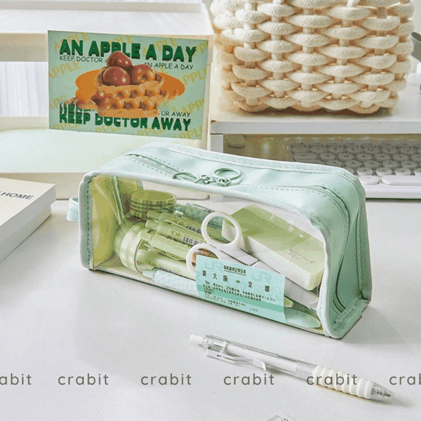 Túi đựng bút trong suốt cỡ lớn màu trơn