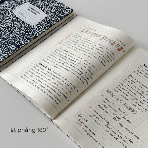 Vở kẻ ngang 200 trang tặng kèm sticker Composition Collection - Xanh đen