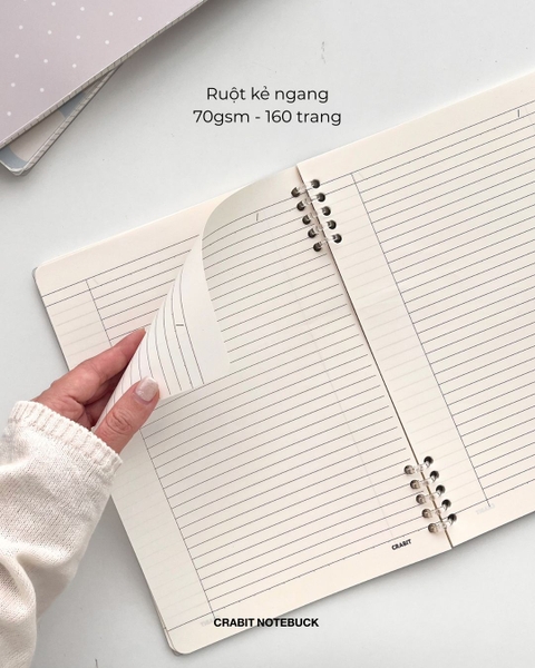 Vở kẻ ngang còng 2 đầu 70gsm 160 trang Chấm bi - Nâu