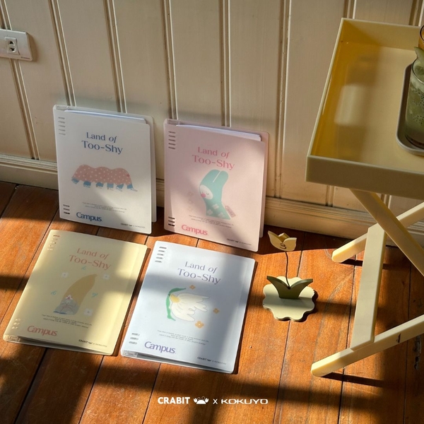 Sổ còng B5 80 trang kẻ ngang còng nhựa 2 đầu bìa nhựa Crabit x Kokuyo Campus | Land of Too-Shy - Thỏ