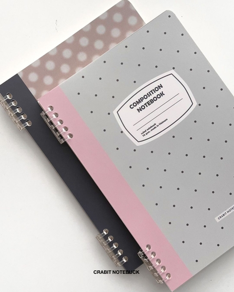 Vở kẻ ngang còng 2 đầu 70gsm 160 trang Chấm bi - Xám