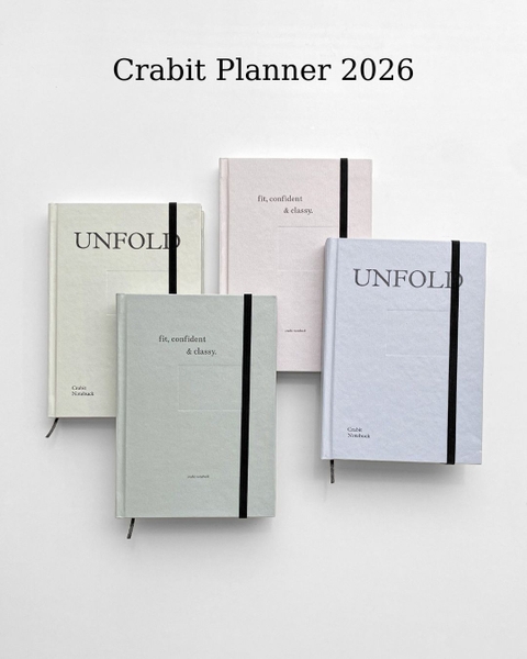 Sổ lịch kế hoạch Planner 2026 14 tháng A5 Crabit The Unfold - Hồng Xám