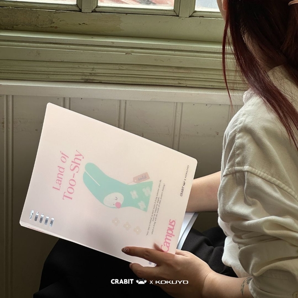 Sổ còng B5 80 trang kẻ ngang còng nhựa 2 đầu bìa nhựa Crabit x Kokuyo Campus | Land of Too-Shy - Thỏ