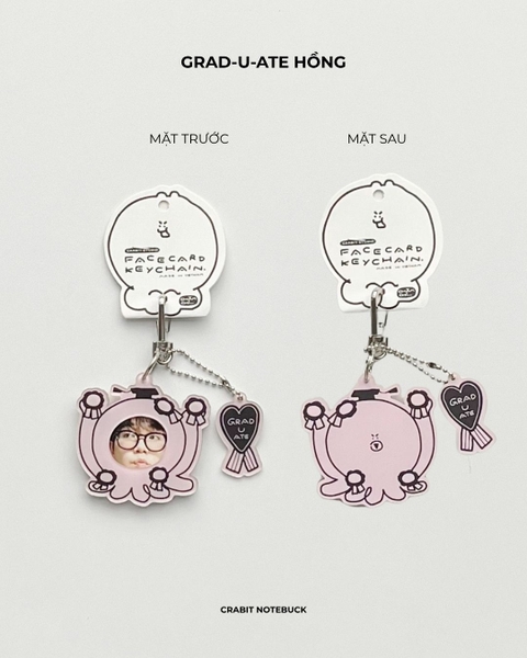 Móc khoá acrylic Face-card thay được ảnh Chăm chỉ