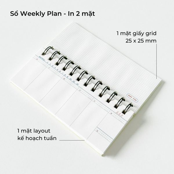 Sổ lịch tuần lò xo mini - Onion Tím