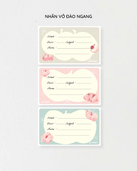 Tập 18 nhãn vở Crabit - Peach Đào