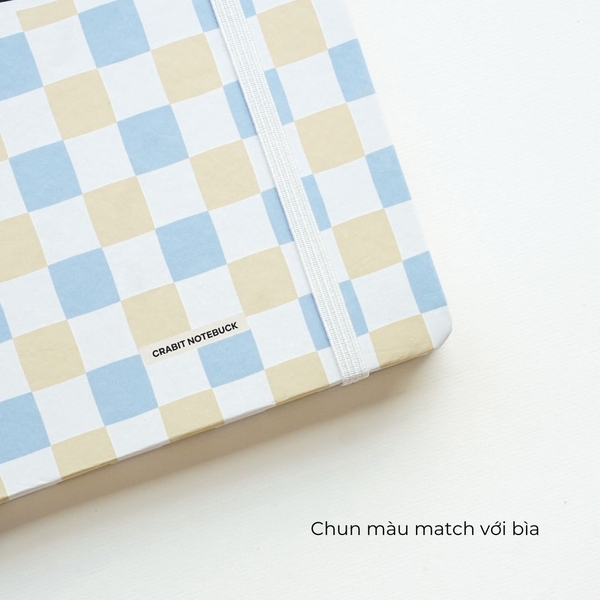Sổ tay A5 kẻ ngang 130gsm Composition Gingham (Tặng kèm sticker) - Caro xanh be