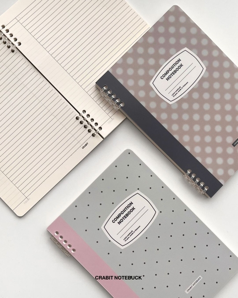 Vở kẻ ngang còng 2 đầu 70gsm 160 trang Chấm bi - Xám