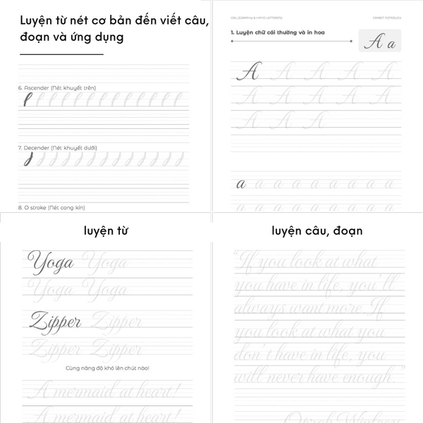 Sổ luyện viết Copperplate Calligraphy dành cho người mới bắt đầu