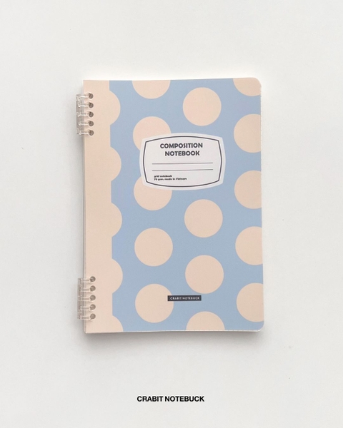 Vở grid caro 160 trang còng 2 đầu 70gsm 160 trang Chấm bi - Xanh