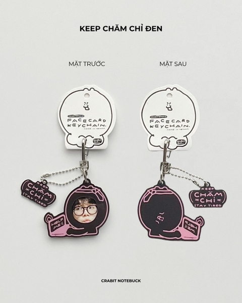Móc khoá acrylic Face-card thay được ảnh Chăm chỉ