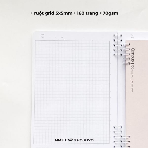 Sổ lò xo A5 grid 160 trang Bananeet - Crabit x Kokuyo - Land of Too-Shy