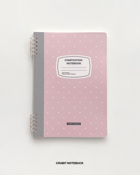 Vở grid caro 160 trang còng 2 đầu 70gsm 160 trang Chấm bi - Hồng