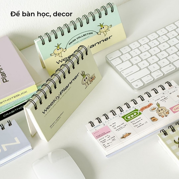 Sổ lịch tuần lò xo mini - Onion Tím