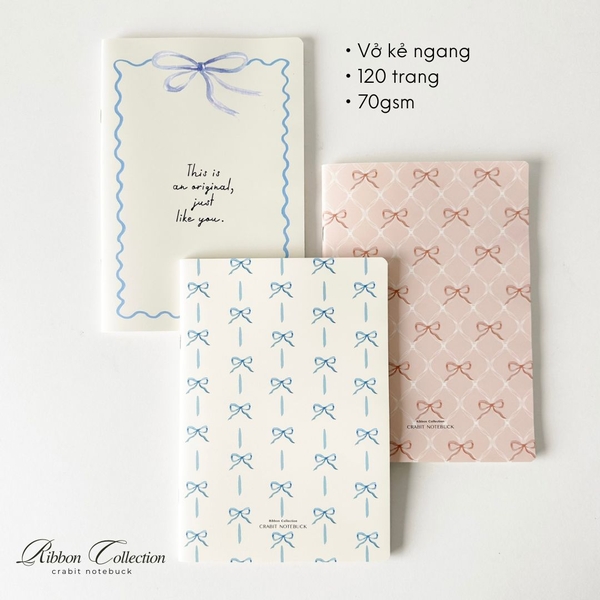 Combo 3 Vở kẻ ngang 120 trang Ribbon Collection