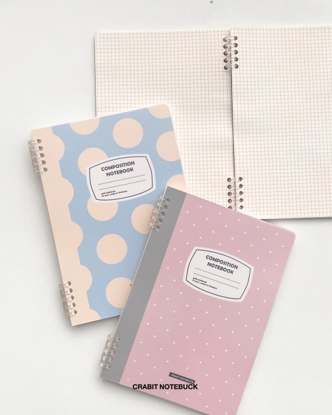 Vở grid caro 160 trang còng 2 đầu 70gsm 160 trang Chấm bi - Hồng