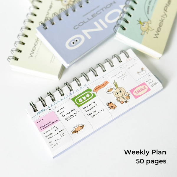Sổ lịch tuần lò xo mini - Onion Tím