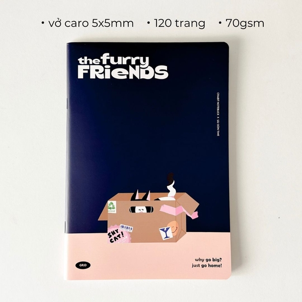 Combo 3 Vở grid caro 120 trang Crabit x SGT - The Furry Friends
