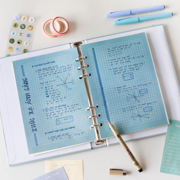 Ruột sổ còng A5 6 lỗ ô vuông màu sắc