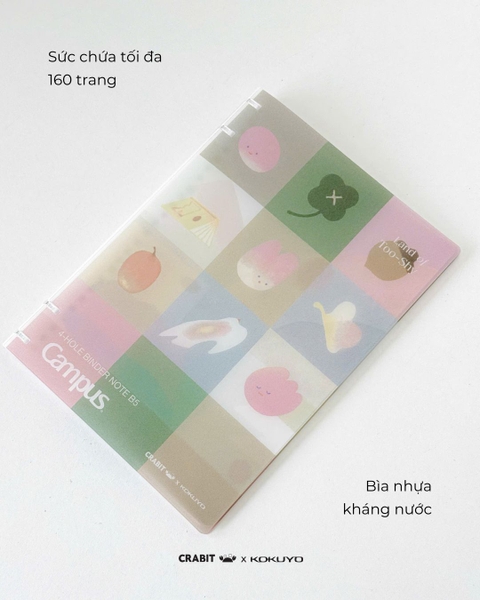 Sổ còng 4 lỗ kẻ ngang B5 80 trang Crabit x Kokuyo Land of Too-shy 2 - Cư dân