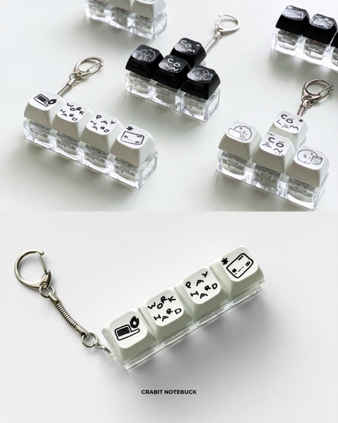 Móc khoá keycaps 4 phím Chăm chỉ