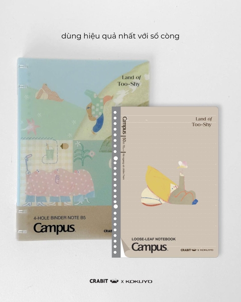 Vở ruột sổ còng kẻ ngang chấm B5 100 trang Crabit x Kokuyo Land of Too-shy 2 - Bananeet Picnic