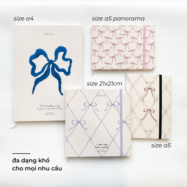 Sổ vẽ A4 sketchbook 190gsm Ribbon - Nơ xanh