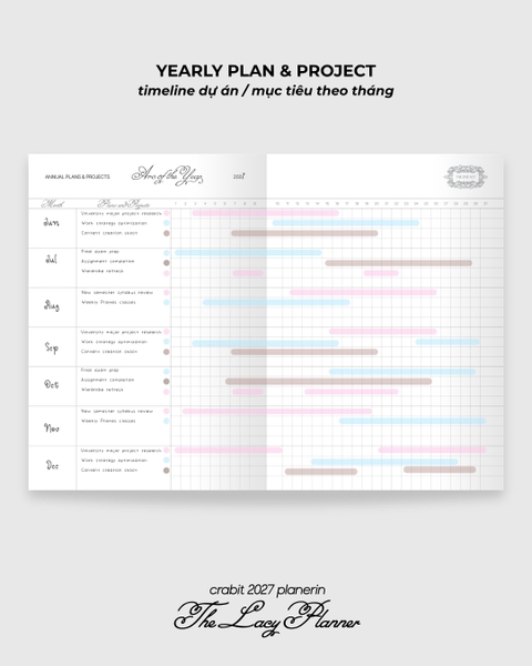 Sổ Planner 2027 14 tháng Framework Lacy Planner Xanh
