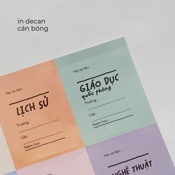 Nhãn vở in sẵn tên môn học Crabit 24 nhãn dán 12 môn - Tag Hồng