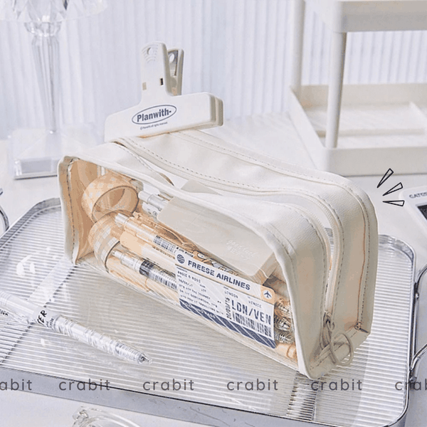 Túi đựng bút trong suốt cỡ lớn màu trơn