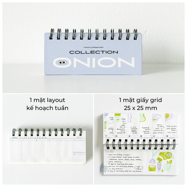 Sổ lịch tuần lò xo mini - Onion Tím