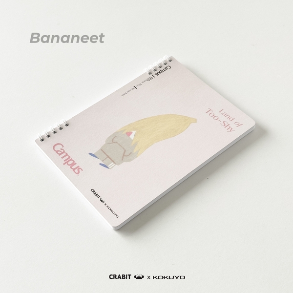Sổ lò xo A5 grid 160 trang Bananeet - Crabit x Kokuyo - Land of Too-Shy