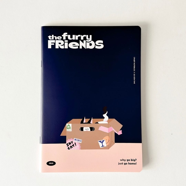 Vở grid caro 120 trang Crabit x SGT - The Furry Friends - Mèo Béo - Xanh đen