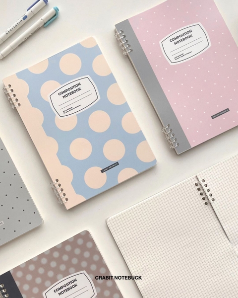 Vở grid caro 160 trang còng 2 đầu 70gsm 160 trang Chấm bi - Hồng