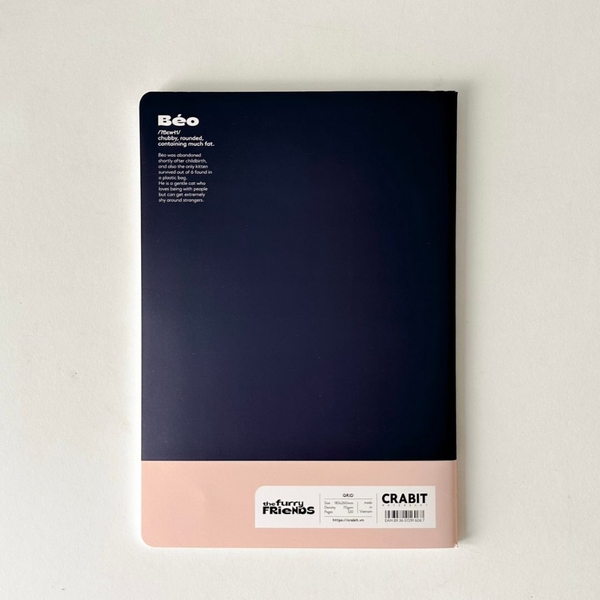 Vở grid caro 120 trang Crabit x SGT - The Furry Friends - Mèo Béo - Xanh đen
