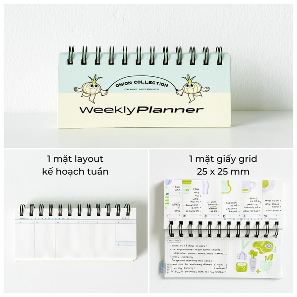 Sổ lịch tuần lò xo mini - Onion Hành nhảy dây