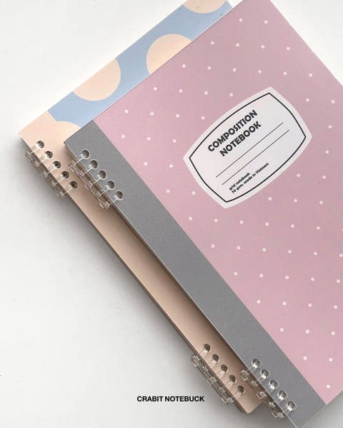 Vở grid caro 160 trang còng 2 đầu 70gsm 160 trang Chấm bi - Xanh